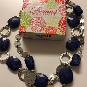 Multi-way dark blue premier design necklace